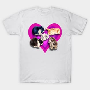 Super cute bunnies on a purple digital heart T-Shirt